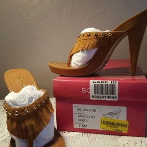 BCBGirls 7.5 Amaretto Suede 5" Heel Sandals
